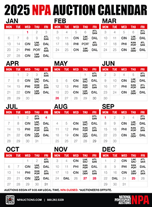 NPA auctions calendar